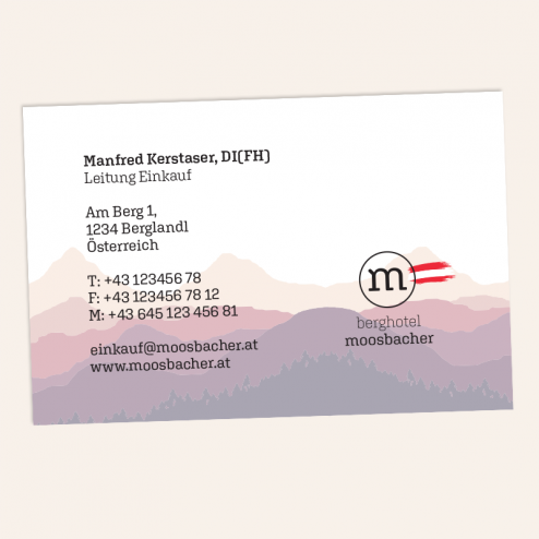 Letterpress Visitenkarten 85x55mm, 4c/4c, -Österreich-