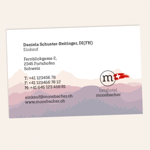 Visitenkarten mit schwarzem Farbkern, 85x55mm, 4c/4c, Schweiz